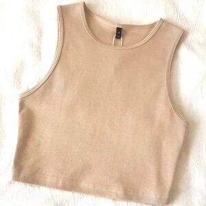 APRICOT COLOR RACERBACK CROPPED TANK TOP 100% COTTON SIZES L & XL LAYERING PIECE